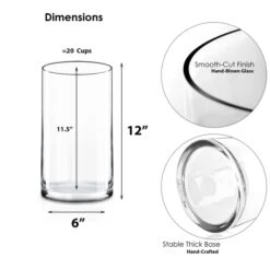 Glass Cylinder Vase Set Of 3, D-6" X H-8", 12", 16" (4 Sets - 12 Vases) -Home Decoration Discount glass cylinder vases gcy122 12 m2