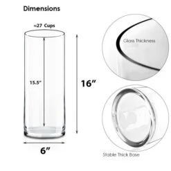 Glass Cylinder Vase Set Of 3, D-6" X H-12", 16", 20" (4 Sets - 12 Vases) -Home Decoration Discount glass cylinder vases gcy122 16 m