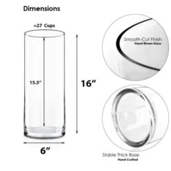 Glass Cylinder Vase Set Of 3, D-6" X H-8", 12", 16" (4 Sets - 12 Vases) -Home Decoration Discount glass cylinder vases gcy122 16 m2