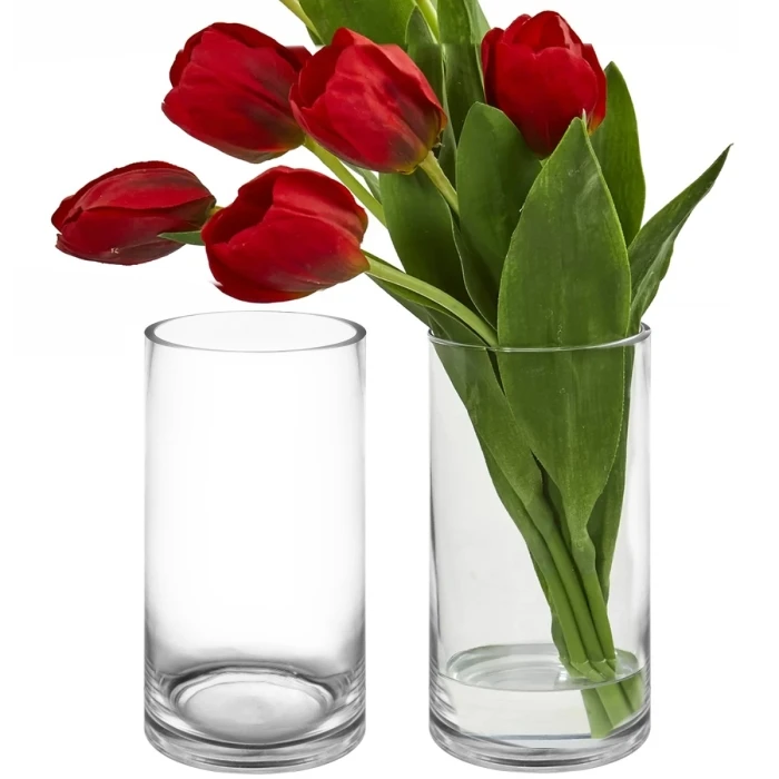 Glass Cylinder Vase, H-10" D-5" (Wholesale 6 PCS/Case) 1 Glass Cylinder Vase, H-10" D-5" (Wholesale 6 PCS/Case)