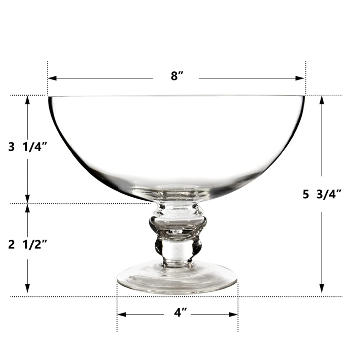 Glass Footed Decorative Bowl, H-6" D-8" (Wholesale 4 PCS/Case) 2 Glass Footed Decorative Bowl, H-6" D-8" (Wholesale 4 PCS/Case) - Image 2