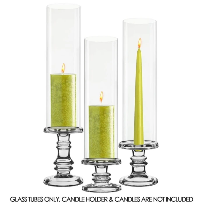 Glass Hurricane Candle Holder Shade Chimney Tube, H-14" - 24" D-4" (Wholesale 12 PCS/Case) 1 Glass Hurricane Candle Holder Shade Chimney Tube, H-14" - 24" D-4" (Wholesale 12 PCS/Case)