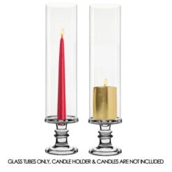 Case Of 12 - Glass Hurricane Candle Holder Shade Chimney Tube, H-14" D-4"