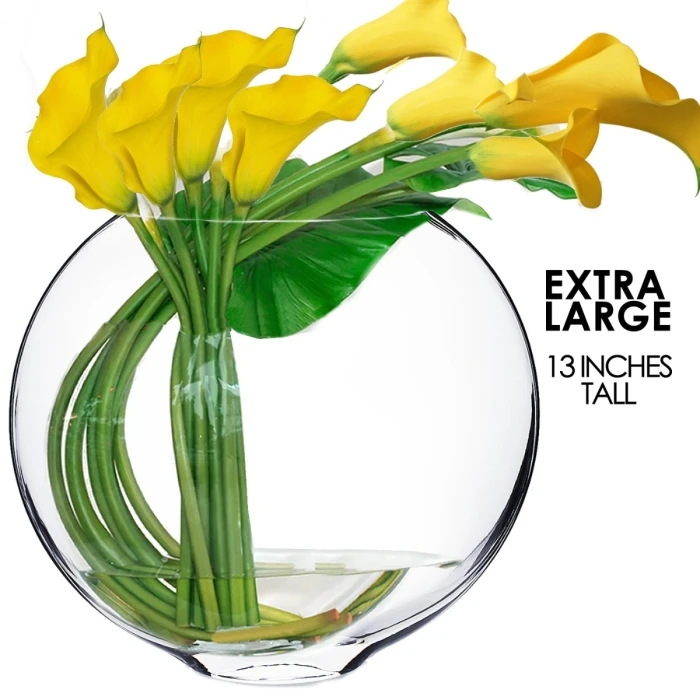 Glass Moon Shape Vase. H-13" Opening - 11" X 5" Oval Centerpieces 1 Glass Moon Shape Vase. H-13" Opening - 11" X 5" Oval Centerpieces
