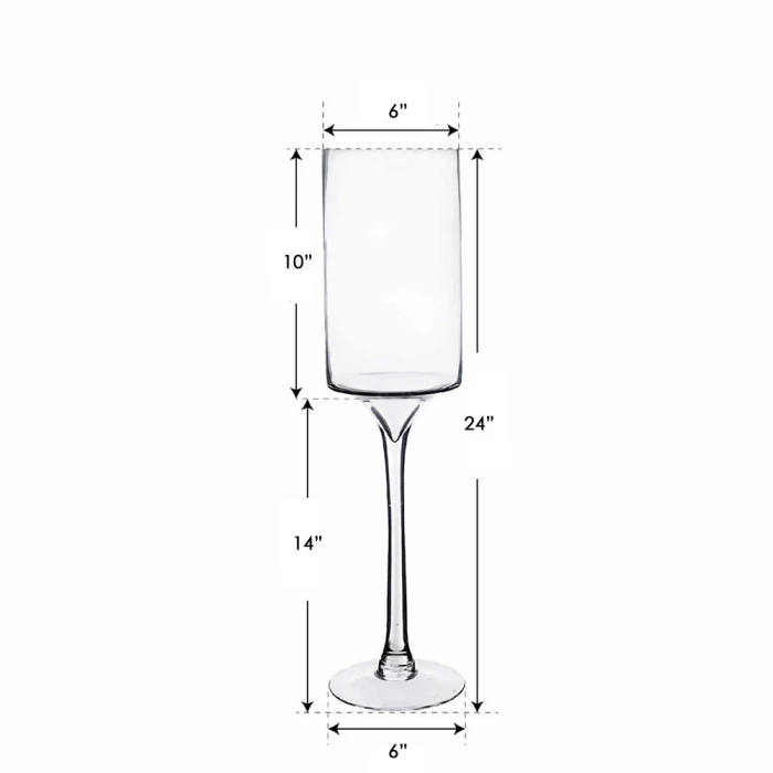 Glass Long Stem Candle Holder, H-24" D-6" (Wholesale 4 PCS/Case) 2 Glass Long Stem Candle Holder, H-24" D-6" (Wholesale 4 PCS/Case) - Image 2