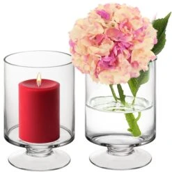 Glass Short Stem Candle Holder, H-6" D-3.75" (Wholesale 12 PCS/Case)
