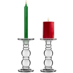 Bubble Glass Dual Use Pillar Taper Candle Holder, H-7.25" W-3.5" (Wholesale 12 PCS/Case)