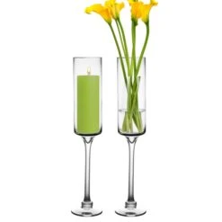 Glass Long Stem Pillar Candle Holder H-20" X D-3.5" Clear (Wholesale Pack Of 6) -Home Decoration Discount glass pillar candle holder gfc102 20 1 1