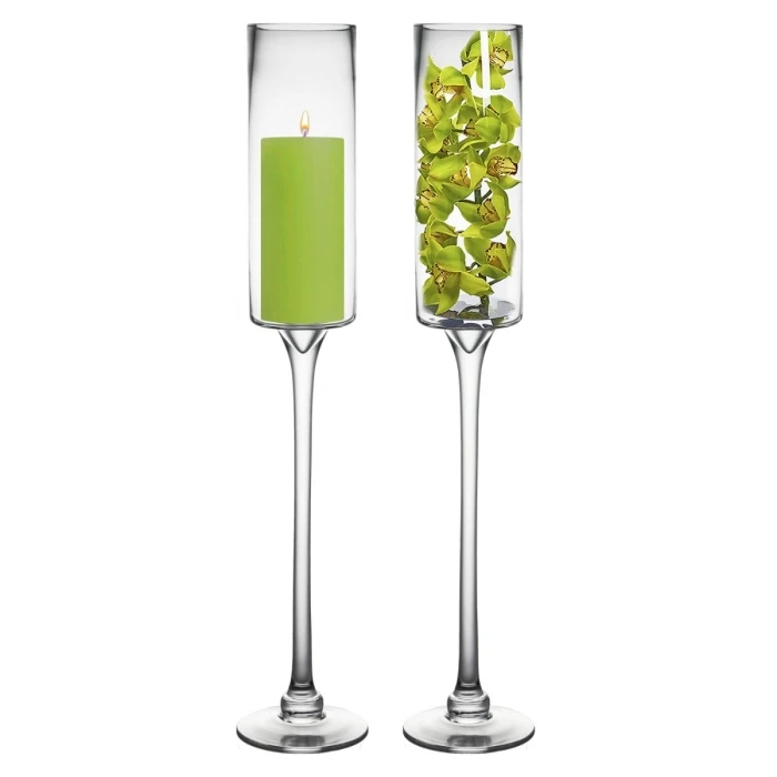 Contemporary Glass Long Stem Pillar Candle Holder H-24" X D-3.5" (Wholesale Pack Of 6) 4 Contemporary Glass Long Stem Pillar Candle Holder H-24" X D-3.5" (Wholesale Pack Of 6) - Image 4