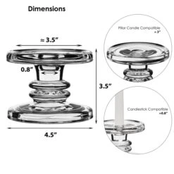 Set Of 3 Classic Glass Dual Use Pillar Taper Candle Holders, H-3.25" H-4.5" H-6.25" (Wholesale 4 SETS/Case) 11 Set Of 3 Classic Glass Dual Use Pillar Taper Candle Holders, H-3.25" H-4.5" H-6.25" (Wholesale 4 SETS/Case) -Home Decoration Discount glass pillar candle holders gch203 04 dim