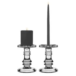 Classic Glass Dual Use Pillar Taper Candle Holder, H-6.25" W-4.5" (Wholesale 12 PCS/Case) 17 Classic Glass Dual Use Pillar Taper Candle Holder, H-6.25" W-4.5" (Wholesale 12 PCS/Case) -Home Decoration Discount glass pillar candle holders gch203 07 2p