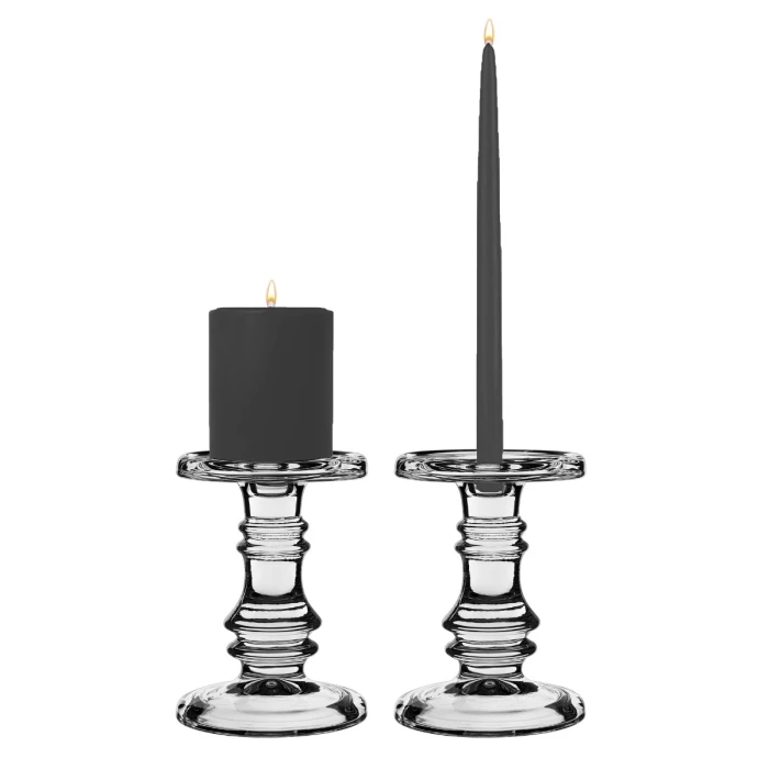 Classic Glass Dual Use Pillar Taper Candle Holder, H-6.25" W-4.5" (Wholesale 12 PCS/Case) 9 Classic Glass Dual Use Pillar Taper Candle Holder, H-6.25" W-4.5" (Wholesale 12 PCS/Case) - Image 9