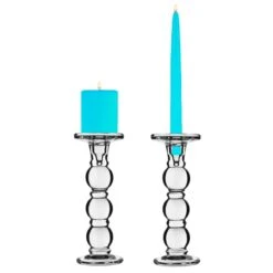 Bubble Glass Dual Use Pillar Taper Candle Holder, H-9.25" W-3.5" (Wholesale 8 PCS/Case) -Home Decoration Discount glass pillar taper candle holders gch205 10 2p