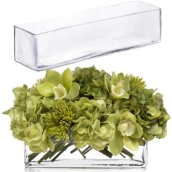 Glass Rectangle Vase, 16" X 4" X 4" (Wholesale 4 PCS/Case) 8 Glass Rectangle Vase, 16" X 4" X 4" (Wholesale 4 PCS/Case) -Home Decoration Discount glass rectangle rectangular vase gcb169l 1
