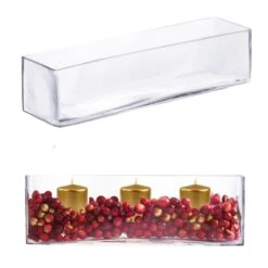 Glass Rectangle Vase, 16" X 4" X 4" (Wholesale 4 PCS/Case) 10 Glass Rectangle Vase, 16" X 4" X 4" (Wholesale 4 PCS/Case) -Home Decoration Discount glass rectangle rectangular vase gcb169l christmas