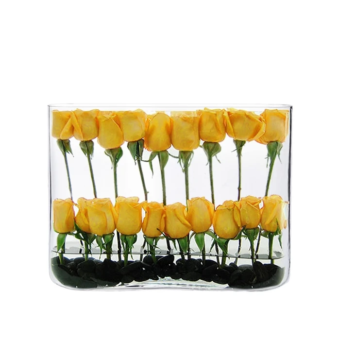 Glass Rectangle Round Edge Oval Vase, L-16"x W-3"x H-12" (Wholesale 4 PCS/Case) 3 Glass Rectangle Round Edge Oval Vase, L-16"x W-3"x H-12" (Wholesale 4 PCS/Case) - Image 3
