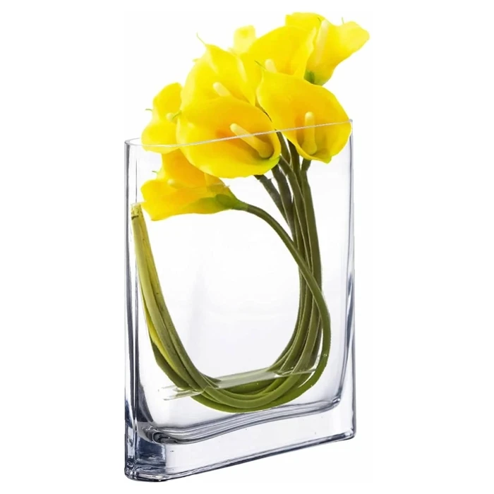 Glass Rectangle Round Edge Oval Vase, L-7"x W-1.75"x H-12" (Wholesale 6 PCS/Case) 1 Glass Rectangle Round Edge Oval Vase, L-7"x W-1.75"x H-12" (Wholesale 6 PCS/Case)