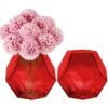 6" Geometric Red Glass Vases Candle Holder