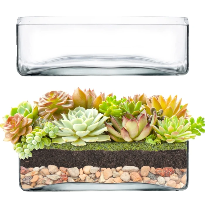 Glass Square Vase, 10" X 10" X 3.25" (Wholesale 4 PCS/Case) 1 Glass Square Vase, 10" X 10" X 3.25" (Wholesale 4 PCS/Case)