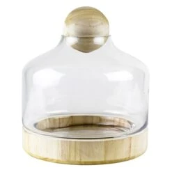 Glass Terrarium Vase With Wood Base And Stopper, H-11.5" D-9" (Wholesale 4 PCS/Case) 6 Glass Terrarium Vase With Wood Base And Stopper, H-11.5" D-9" (Wholesale 4 PCS/Case) -Home Decoration Discount glass terrarium vases gcu205