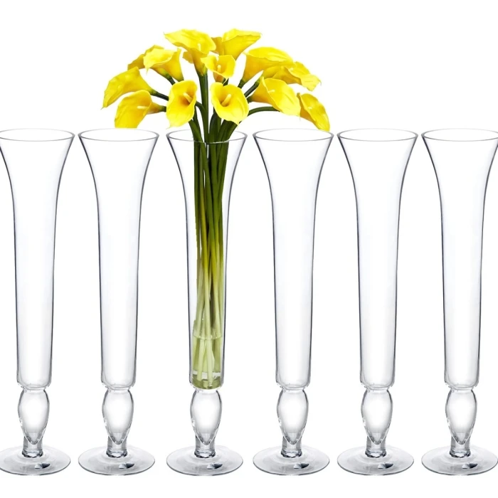 Flared Glass Trumpet Vase, H-20" D-4.5" (Wholesale 6 PCS/Case) 1 Flared Glass Trumpet Vase, H-20" D-4.5" (Wholesale 6 PCS/Case)