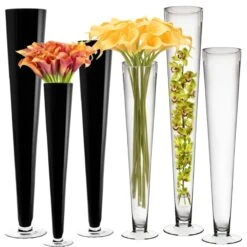 Glass Trumpet Vase, H-24", 28", 32" D-4.5" (Wholesale 6 PCS/Case)