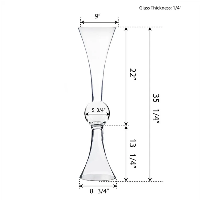 4 Pcs Reversible Glass Trumpet Clarinet Vase, H-24" X 6", 30" X 7.75" And 36" X 9" 4 4 Pcs Reversible Glass Trumpet Clarinet Vase, H-24" X 6", 30" X 7.75" And 36" X 9" - Image 4