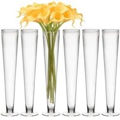 Case Of 6 - 24" Clear Glass Trumpet Wedding Centerpiece Vase