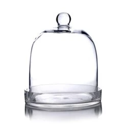 Glass Bell Dome Cloche With Glass Tray Base, H-10.5" D-9" (Wholesale 2 PCS/Case) 6 Glass Bell Dome Cloche With Glass Tray Base, H-10.5" D-9" (Wholesale 2 PCS/Case) -Home Decoration Discount glass bell dome jar 10.5 1000