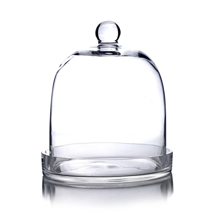 Glass Bell Dome Cloche With Glass Tray Base, H-10.5" D-9" (Wholesale 2 PCS/Case) 3 Glass Bell Dome Cloche With Glass Tray Base, H-10.5" D-9" (Wholesale 2 PCS/Case) - Image 3