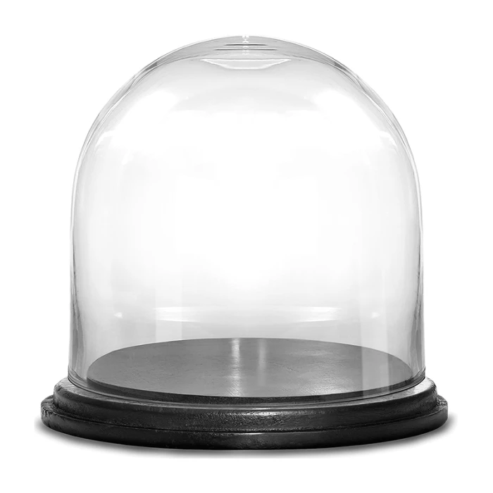 Glass Cloche Display Dome With Black Wood Base, H-7" D-7" (Wholesale 8 PCS/Case) 1 Glass Cloche Display Dome With Black Wood Base, H-7" D-7" (Wholesale 8 PCS/Case)