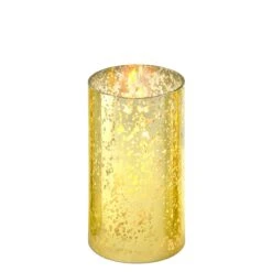 Case Of 24 - Glass Hurricane Candle Holder Shade Gold Flecked Chimney Tube, H-6" D-3"