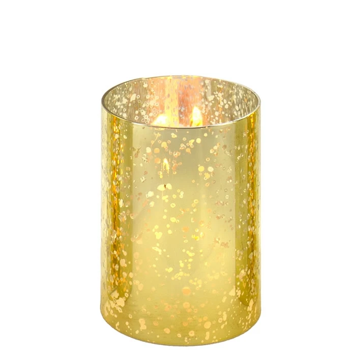 Case Of 24 - Glass Hurricane Candle Holder Shade Gold Flecked Chimney Tube, H-6" D-4" 1 Case Of 24 - Glass Hurricane Candle Holder Shade Gold Flecked Chimney Tube, H-6" D-4"