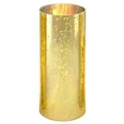 Case Of 24 - Glass Hurricane Candle Holder Shade Gold Flecked Chimney Tube, H-10" D-4"