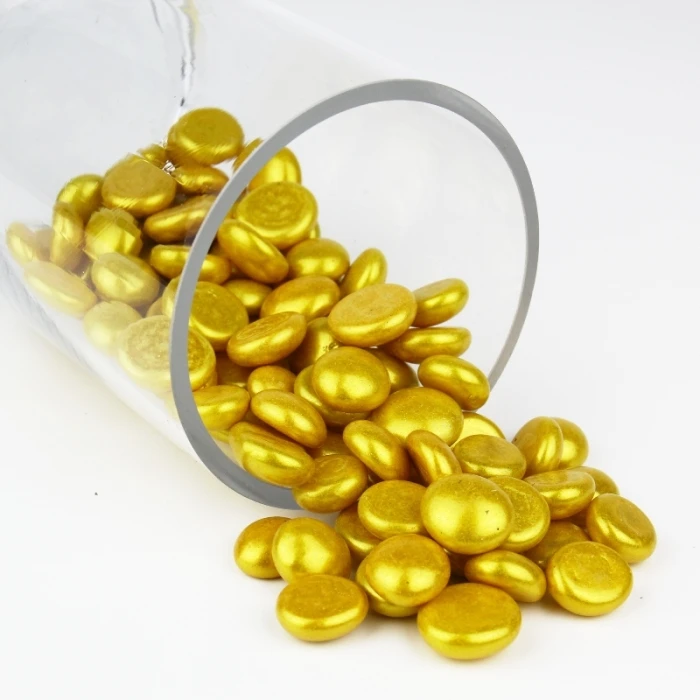 Gold Glass Flat Gemstone Vase Filler, 3/4" (Wholesale 28 LBS/Case) 4 Gold Glass Flat Gemstone Vase Filler, 3/4" (Wholesale 28 LBS/Case) - Image 4