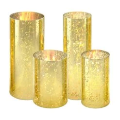 Glass Gold Hurricane Candle Holder H-6", 10" Chimney Tube (Wholesale 24 PCS/Case)