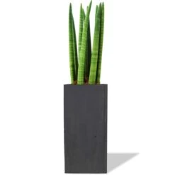 Tall Wood Square Planter Box With Metal Zinc Liner, 5" X 5" X 10" (Wholesale 12 PCS/Case)