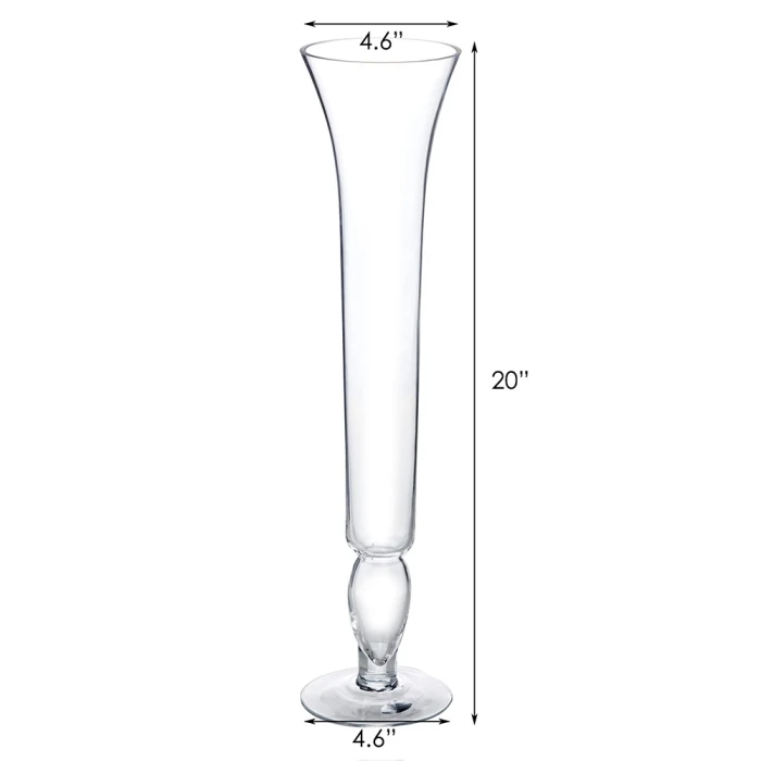 Flared Glass Trumpet Vase, H-20" D-4.5" (Wholesale 6 PCS/Case) 2 Flared Glass Trumpet Vase, H-20" D-4.5" (Wholesale 6 PCS/Case) - Image 2