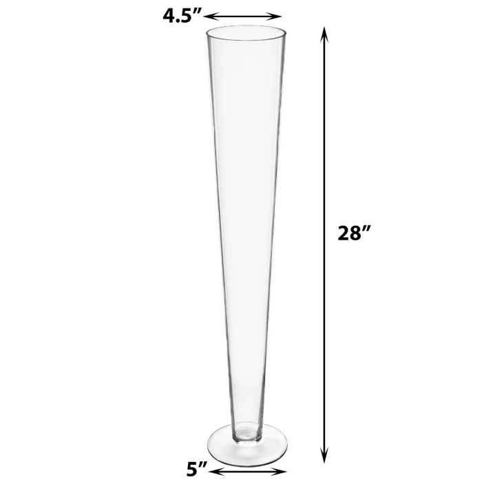 Glass Trumpet Vase, H-28" D-4.5" (Wholesale 6 PCS/Case) 2 Glass Trumpet Vase, H-28" D-4.5" (Wholesale 6 PCS/Case) - Image 2