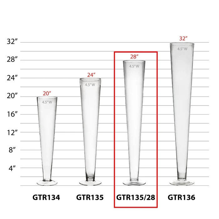Glass Trumpet Vase, H-28" D-4.5" (Wholesale 6 PCS/Case) 3 Glass Trumpet Vase, H-28" D-4.5" (Wholesale 6 PCS/Case) - Image 3