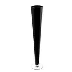 Black Glass Trumpet Vase, H-28" D-4.5" (Wholesale 6 PCS/Case)