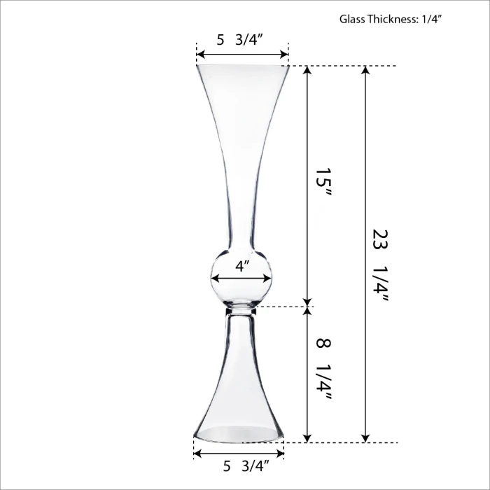 Reversible Glass Trumpet Clarinet Vase, H-24" D-6" (Wholesale 4 PCS/Case) 2 Reversible Glass Trumpet Clarinet Vase, H-24" D-6" (Wholesale 4 PCS/Case) - Image 2