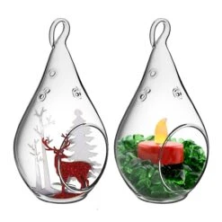 Glass Hanging Teardrop Plant Terrarium Candle Holder, H-5.5" W-2.75" (Wholesale 48 PCS/Case) 13 Glass Hanging Teardrop Plant Terrarium Candle Holder, H-5.5" W-2.75" (Wholesale 48 PCS/Case) -Home Decoration Discount hanging christmas ornament 2