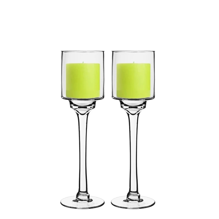Long Stem Glass Candle Holder Set Of 3. H-12"/14"/16" X D-4" (Pack Of 6 Sets - 18 Pcs) 4 Long Stem Glass Candle Holder Set Of 3. H-12"/14"/16" X D-4" (Pack Of 6 Sets - 18 Pcs) - Image 4