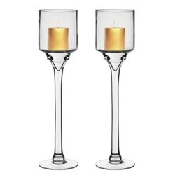 Glass Long Stem Candle Holder, H-16" D-4" (Wholesale 6 PCS/Case) 8 Glass Long Stem Candle Holder, H-16" D-4" (Wholesale 6 PCS/Case) -Home Decoration Discount hurricanes glass candle holders gfc121 16 2