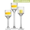 Long Stem Glass Candle Holder Set Of 3. H-12"/14"/16" X D-4" (Pack Of 6 Pcs)