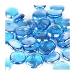 Large Light Blue Glass Flat Gemstone Vase Filler, 1.25" (Wholesale 28 LBS/Case) 8 Large Light Blue Glass Flat Gemstone Vase Filler, 1.25" (Wholesale 28 LBS/Case) -Home Decoration Discount large flat glass marble ggm002lb 3