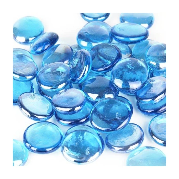 Large Light Blue Glass Flat Gemstone Vase Filler, 1.25" (Wholesale 28 LBS/Case) 4 Large Light Blue Glass Flat Gemstone Vase Filler, 1.25" (Wholesale 28 LBS/Case) - Image 4