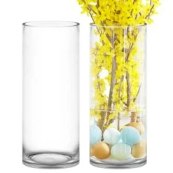 Glass Cylinder Vase, H-24" D-10" (Wholesale 2 PCS/Case)