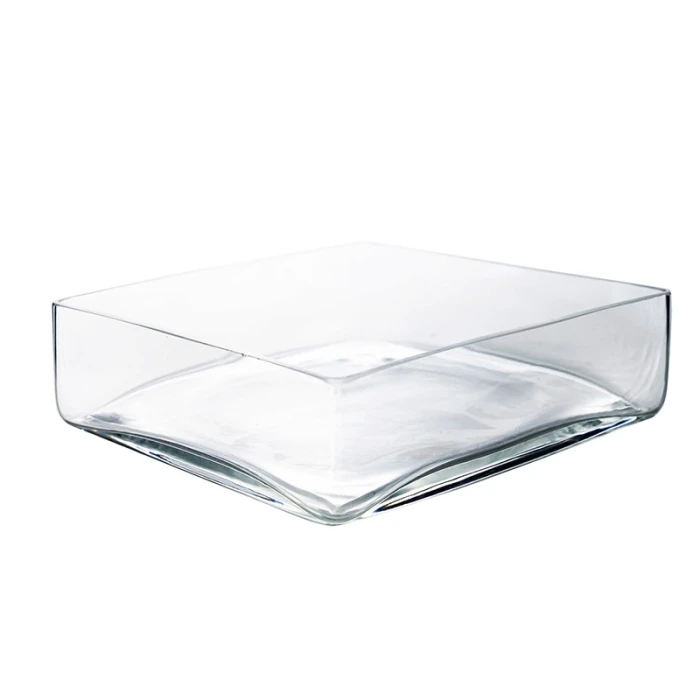 Glass Square Vase, 10" X 10" X 3.25" (Wholesale 4 PCS/Case) 3 Glass Square Vase, 10" X 10" X 3.25" (Wholesale 4 PCS/Case) - Image 3